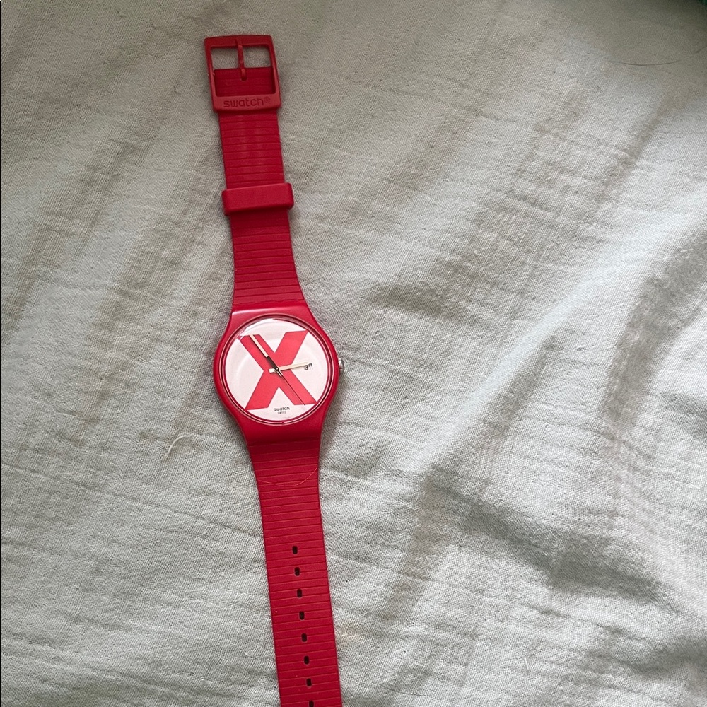 RED XX-RatedSwatch Red Silicone Watch